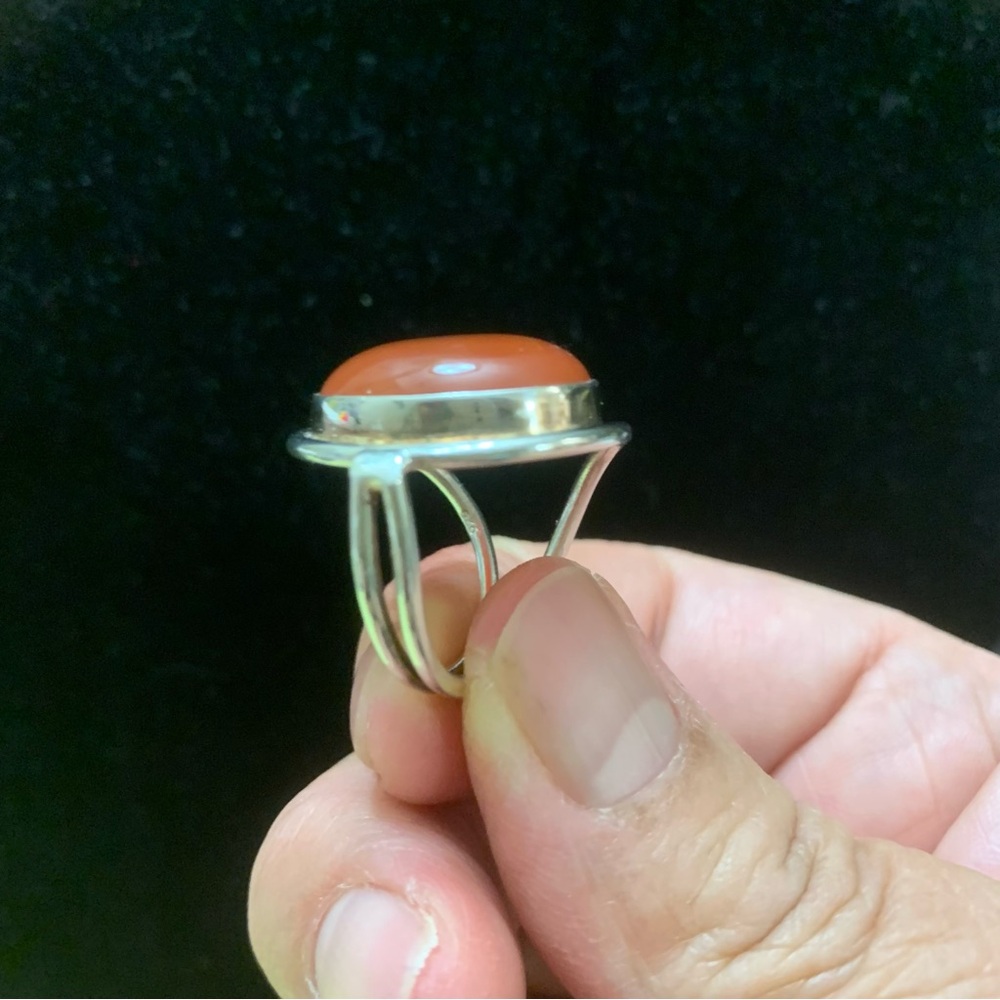 Oval Carnelian Sterling Silver statement Ring SZ 6.75”